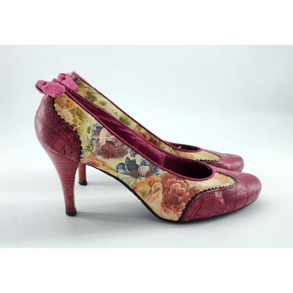 XOXO Women's Y2K Leather Cap Toe Floral Pump Heels Girly Soft Romantic Size 10 - Picture 8 of 13